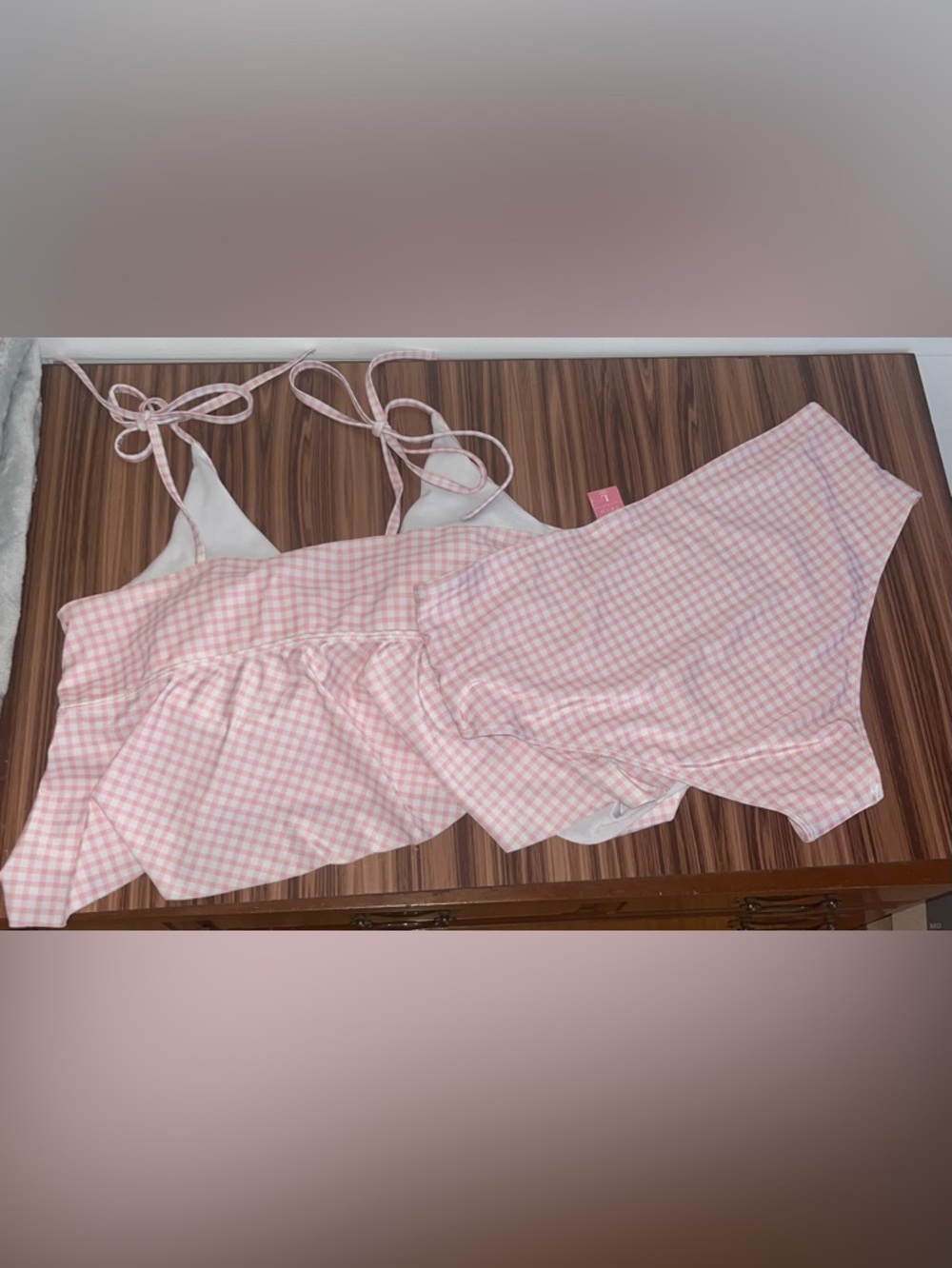 Simply Southern Pink Gingham 2 Piece Bathing Suit - Picture 2 of 4